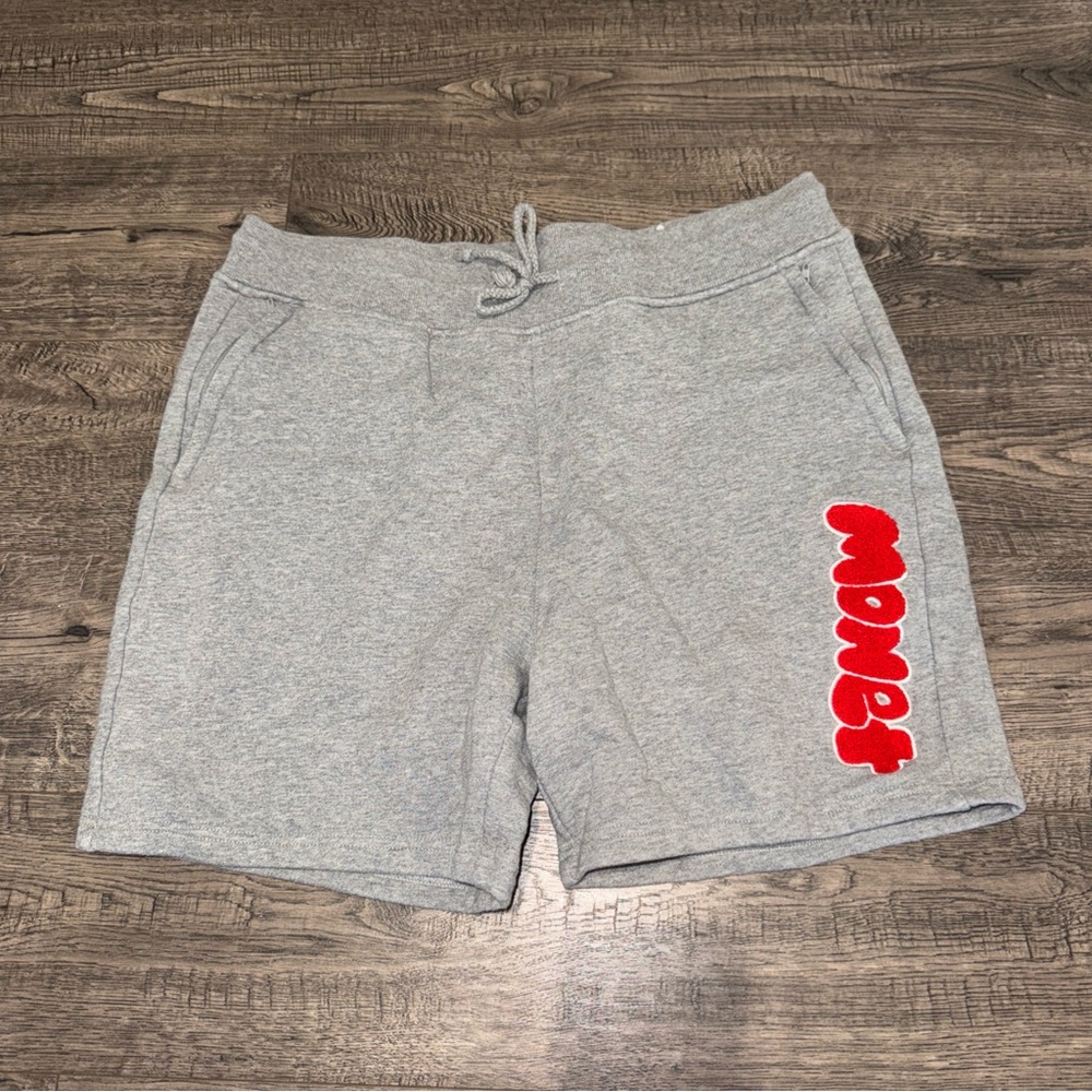 Monet Skateboards Men's Shorts Large Gray Red Raised Lettering Cotton Pockets